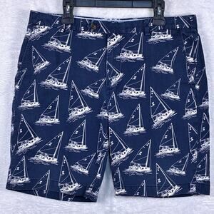 Brooks Brothers Mens 38 Blue Sailboat AOP Nautical Golf Preppy Hamptons Shorts